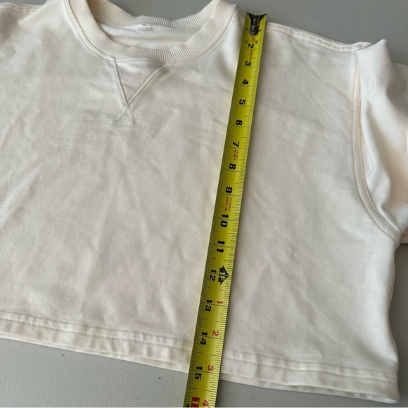 Like New Lululemon Oversized Cropped Crew French Terry Pullover In Cream - Picture 2 of 6